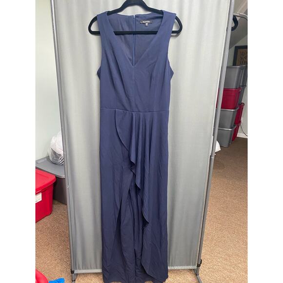 MARINA Ruffled Sleeveless Jumpsuit in Navy size 12 NWOT (b42) - Picture 3 of 8